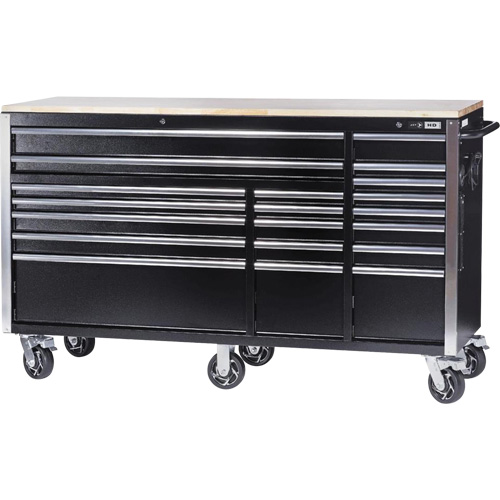 HDRC7220 HD Series Roller Cabinet, 20 Drawers, 72" W x 24" D x 42-3/10" H, Black Dufferin Supply