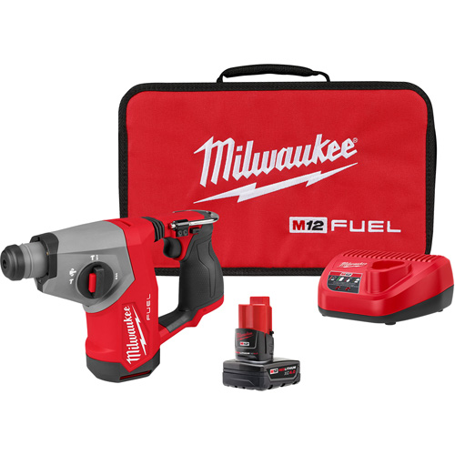 M12 FUEL 5/8” SDS Plus Rotary Hammer Kit, 12 V, 5/8", 1214 RPM Dufferin Supply