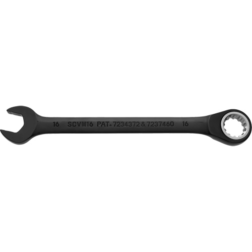 Metric Spline Combination Reversible Ratcheting Wrench, Black/Chrome Finish Dufferin Supply