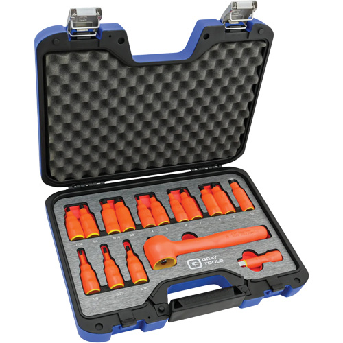 3/8" Drive SAE & Metric Hex Bit Insulated Socket and Attachment Set, 1000 V, 16 Pcs Dufferin Supply