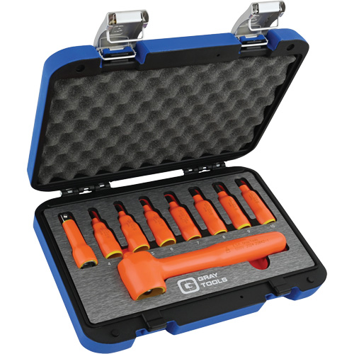 3/8" Drive Insulated Metric Hex Bit Socket and Attachment Set, 1000 V, 9 Pcs Dufferin Supply