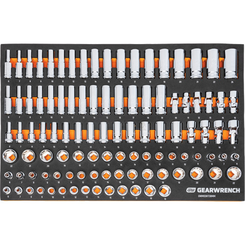 MEGAMOD Metric Mechanics Tool Set in Modular Foam Trays with Rolling Cabinet, 358 Pieces Dufferin Supply