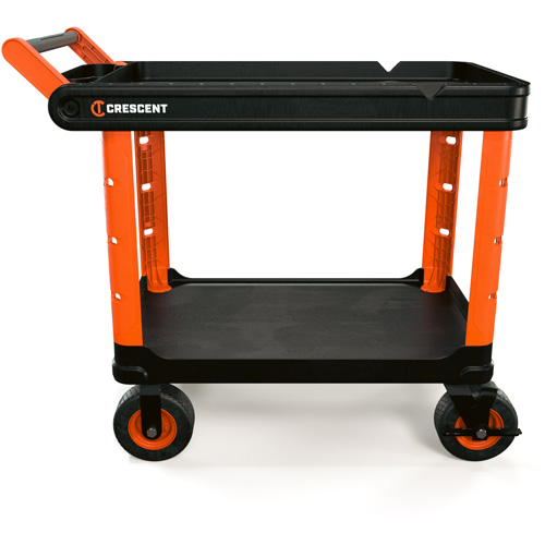 Chariot utilitaire industriel &agrave; 2 tablettes RAILWORKS avec roulettes de 8", 47" lo x 24-1/2" la x 37-4/5" h, Noir/Orange Dufferin Supply