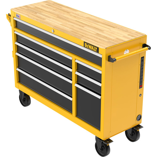 Heavy-Duty Mobile Workstation, 8 Drawers, 52" W x Yellow Dufferin Supply