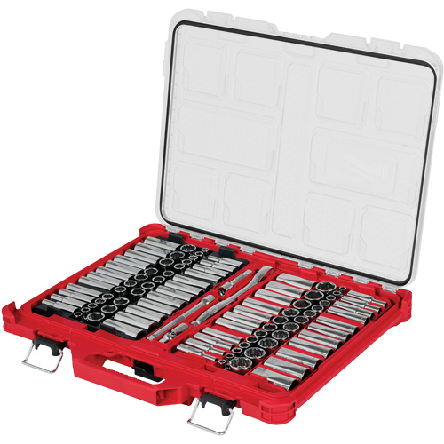 Metric/SAE Ratchet & Socket Set with PACKOUT Low-Profile Organizer, 98 Pcs, 3/8" Drive Size Dufferin Supply