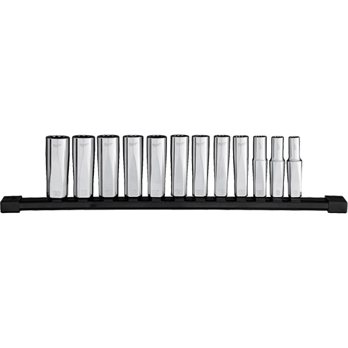 12-Point Deep Well Metric Socket Set, 12 Pcs, 3/8" Drive Size, Deep Dufferin Supply