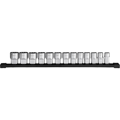 12-Point Metric Socket Set, 13 Pcs, 1/2" Drive Size Dufferin Supply