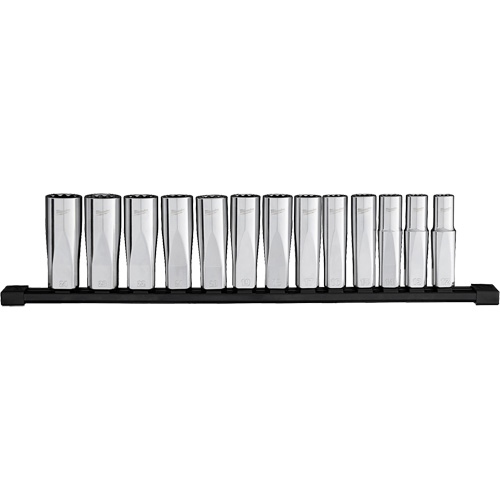 12-Point Deep Well Metric Socket Set, 13 Pcs, 1/2" Drive Size, Deep Dufferin Supply