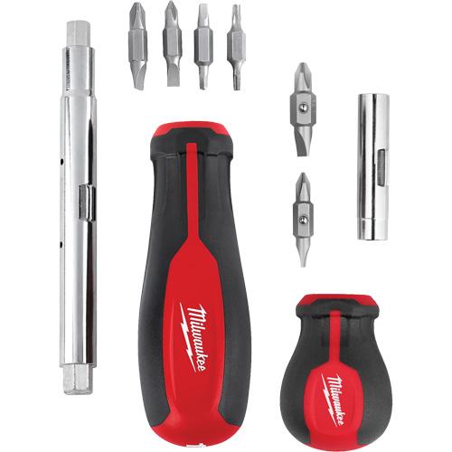 11-in-1 Multi-Bit Screwdriver & 6-in-1 Stubby Multi-Bit Screwdriver Set, 3"/9-4/5" L, Cushion Grip Handle Dufferin Supply