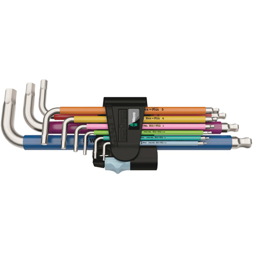 3950/9 Hex-Plus Multicolour Stainless 1 L-Key Set, 9 Pcs., Metric Dufferin Supply