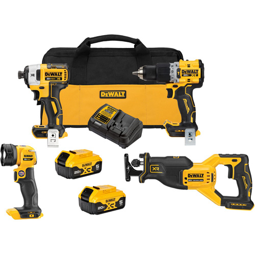 XR&reg; Brushless Cordless 4-Tool Combo Kit, Lithium-Ion, 20 V Dufferin Supply