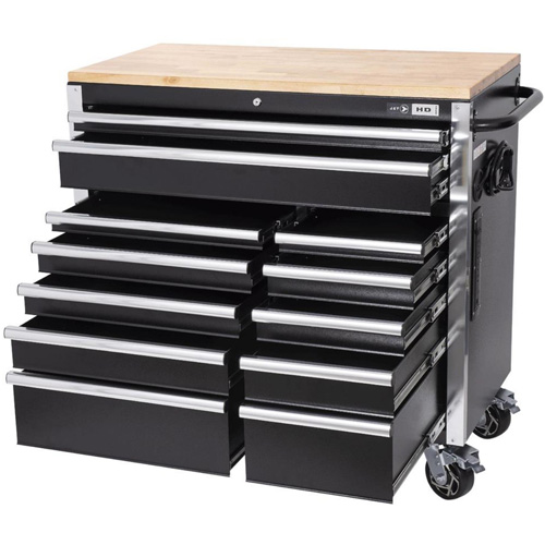 HDRC4112 HD Series Roller Cabinet, 12 Drawers, 41" W x 21" D x 40-3/10" H, Black Dufferin Supply