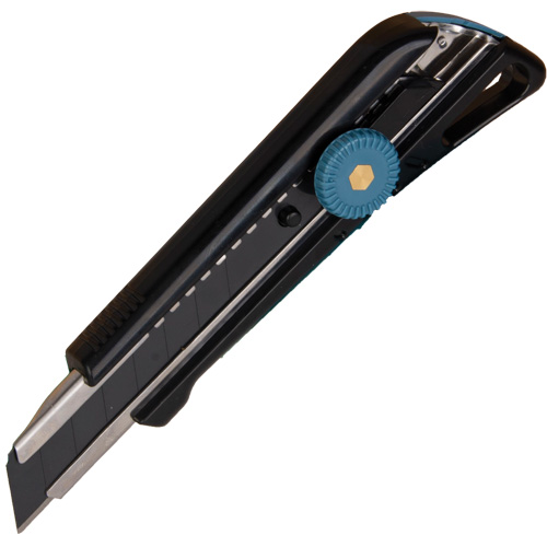 Couteau professionnel de 18 mm avec verrouillage &agrave; cliquet, Acier inoxydable, Robuste, Prise en Plastique Dufferin Supply