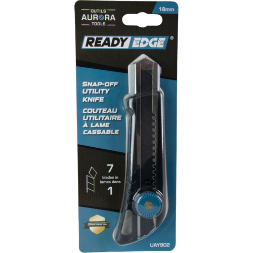 Couteau professionnel de 18 mm avec verrouillage &agrave; cliquet, Acier inoxydable, Robuste, Prise en Plastique Dufferin Supply