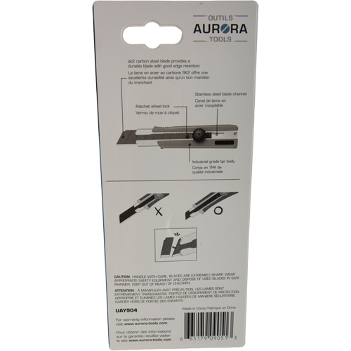 Couteau r&eacute;tractable de 25 mm, Acier inoxydable, Robuste, Prise en Caoutchouc Dufferin Supply