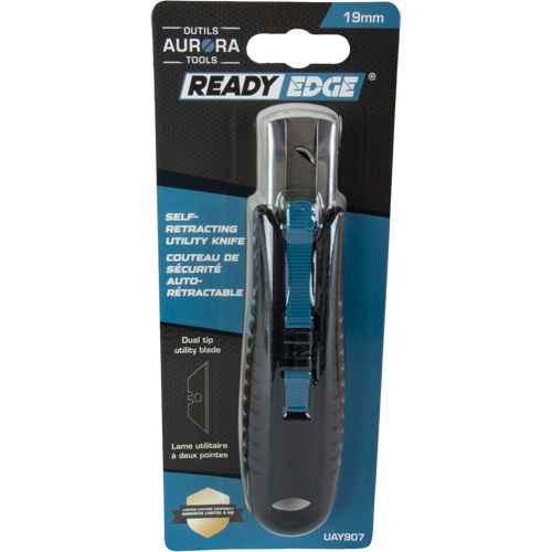 Couteau de s&eacute;curit&eacute; r&eacute;tractable standard, Acier inoxydable, Prise en Caoutchouc Dufferin Supply