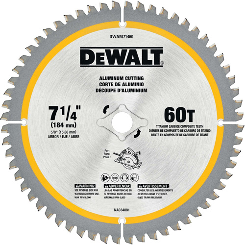 Tungsten Carbide-Tipped Steel Circular Saw Blade, 7-1/4", 60 Teeth, Non-Ferrous Use Dufferin Supply