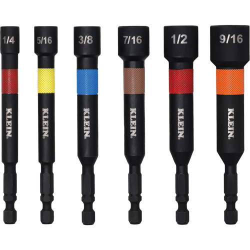 Embouts &agrave; &eacute;crous haute performance pour perceuse/visseuse, Embout 1/2"/5/16"/1/4"/3/8"/7/16"/9/16", Prise 1/4", 4" lo, Magn&eacute;tique Dufferin Supply