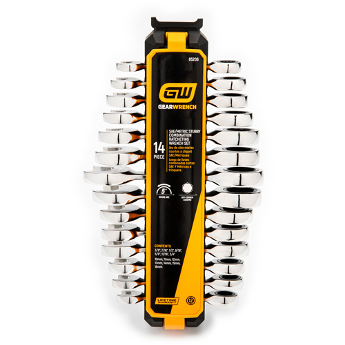 Jeu de cl&eacute;s courtes &agrave; 12 pans et 72 dents, Combinaison &agrave; cliquet, 14 morceaux, Imp&eacute;rial et m&eacute;trique Dufferin Supply