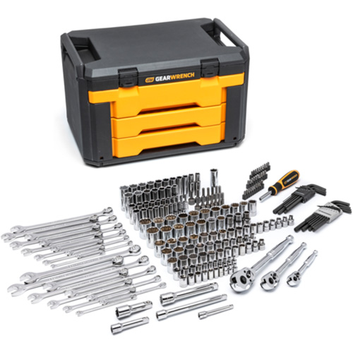 Jeu d'outils pour m&eacute;canicien dans boîte de rangement &agrave; trois tiroirs Dufferin Supply