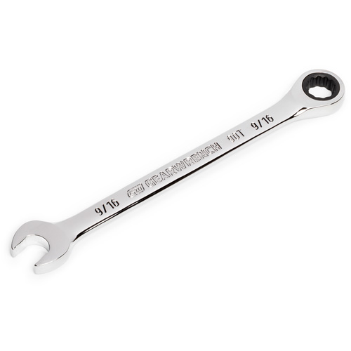 90-Tooth 12 Point Ratcheting Combination Wrench, 12 Point, 9/16", Chrome Finish Dufferin Supply