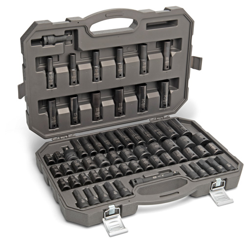 Jeu de douilles maîtresses SAE/m&eacute;triques &agrave; 6 pans, 80 Mcx, Chocs, Prise de 3/8", Profond Dufferin Supply