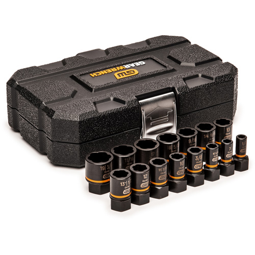 Bolt Biter Extraction Socket Set, 15 Pcs, Impact, 1/4"/3/8" Drive Size Dufferin Supply