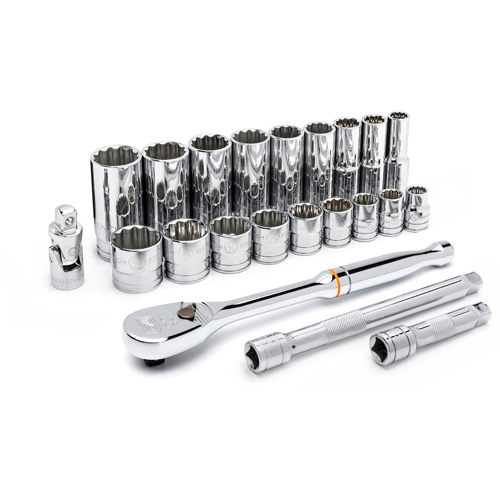 Jeu d'outils pour m&eacute;caniciens &agrave; 12 points SAE, 22 Mcx, Prise de 3/8", Profond Dufferin Supply