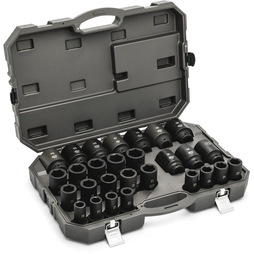 Jeu de douilles m&eacute;triques &agrave; 6 pans, 28 Mcx, Chocs, Prise de 3/4", Profond Dufferin Supply