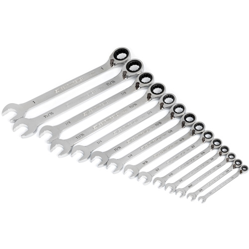 90-Tooth 12 Point SAE Reversible Ratcheting Wrench Set, Ratcheting Combination, 14 Pieces, Imperial Dufferin Supply