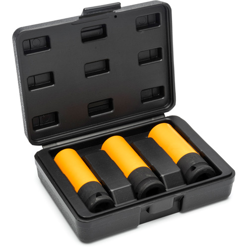 Jeu de douilles m&eacute;triques haute r&eacute;sistance pour protecteurs de roues, 3 Mcx, Chocs, Prise de 1/2", Profond Dufferin Supply