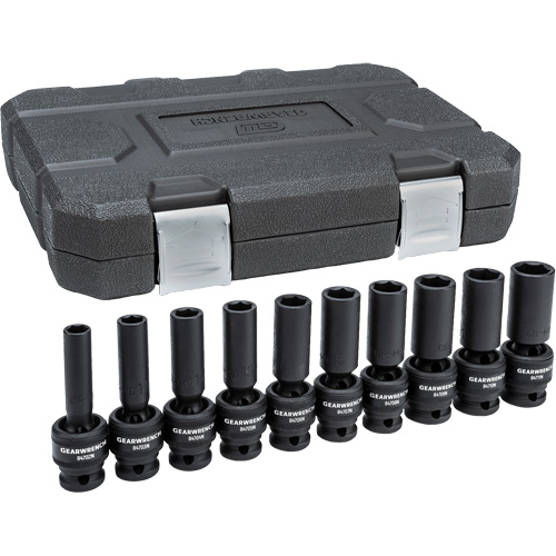 6-Point Universal Metric Socket Set, 10 Pcs, Impact, 1/2" Drive Size, Deep Dufferin Supply