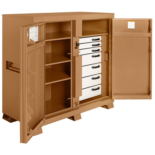 Model 112 Jobsite Cabinet with Padlock, Steel, 54.9 Cubic Feet, Tan Dufferin Supply