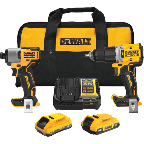 XR Brushless Cordless Premium Drill Driver Kit with 4 Ah POWERSTACK Battery and 2 Ah Battery, 20 V Dufferin Supply