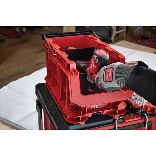 PACKOUT Compact Crate, 15-1/2" x 9-1/2" x 8-3/4", Black/Red Dufferin Supply