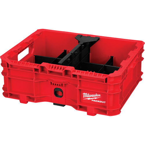 PACKOUT Low-Profile Crate, 15" x 18-5/8" x 6-5/8", Black/Red Dufferin Supply