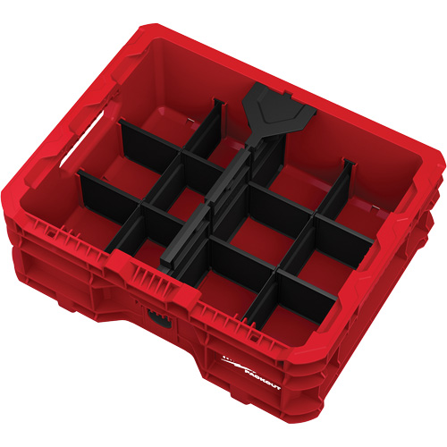 PACKOUT Low-Profile Crate, 15" x 18-5/8" x 6-5/8", Black/Red Dufferin Supply