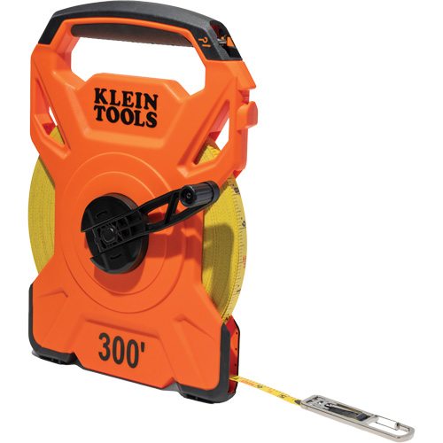 Open Reel Tape Measure with Single Hook and Carabiner, 1/2" x 300', 1/10" Graduations Dufferin Supply