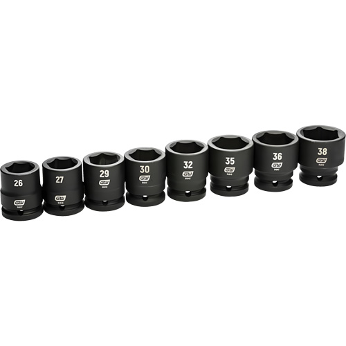 6-Point Metric Socket Set, 8 Pcs, Impact, 3/4" Drive Size Dufferin Supply