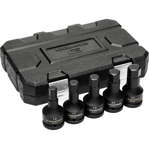 Metric Impact Bit Socket Set with Blow Mold Case, Hex, 3/4" Drive, 5 Pcs Dufferin Supply