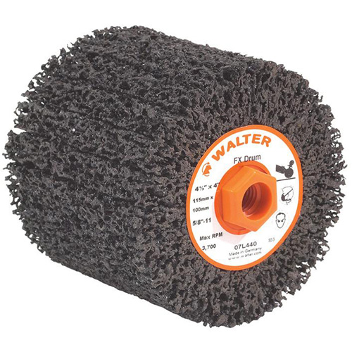 Tambour de finition FX, 4-1/4" dia. x 4" la, 5/8"-11 Arbre, Grain Cors&eacute; Dufferin Supply