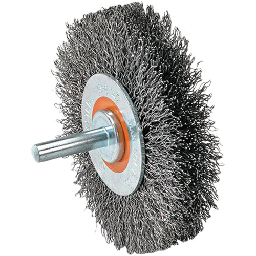 Mounted Wire Brush, 1-3/8" Dia., 0.008" Fill, 1-1/4" Arbor Dufferin Supply