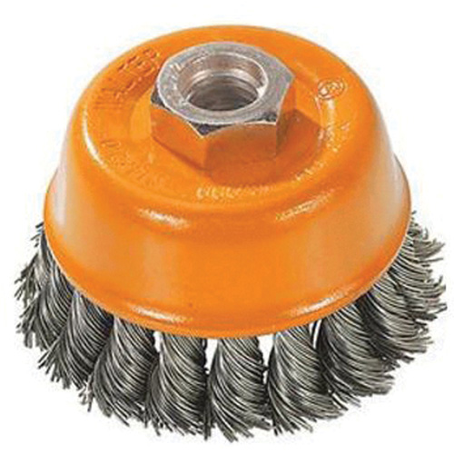 Knot-Twisted Wire Cup Brush, 3" Dia. x M10x1.25 Arbor Dufferin Supply