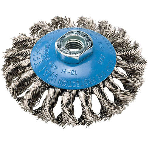 Knot-Twisted Wire Saucer Cup Brush, 6" Dia. x 5/8"-11 Arbor Dufferin Supply