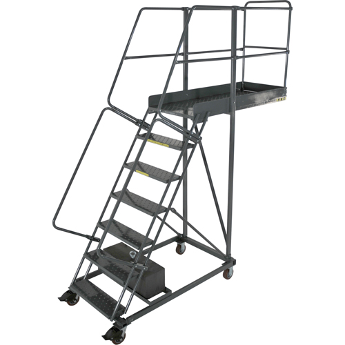 Cantilever Rolling Ladders, Unsupported, 7 Steps, 14" Platform Depth, 70" Platform Height Dufferin Supply