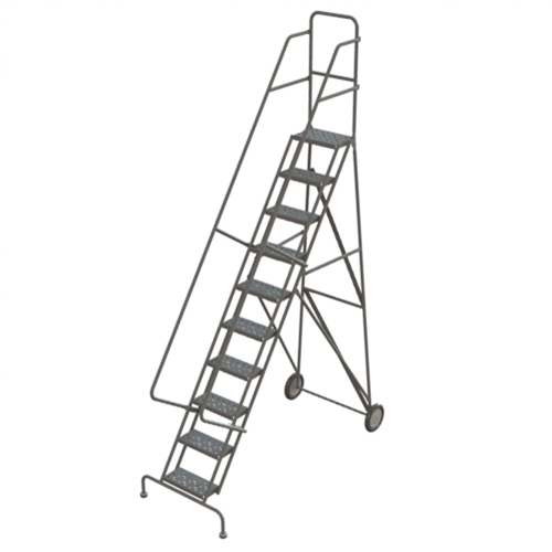 Steel Rolling Ladder, 10 Steps, 16" Step Width, 100" Platform Height, Steel Dufferin Supply