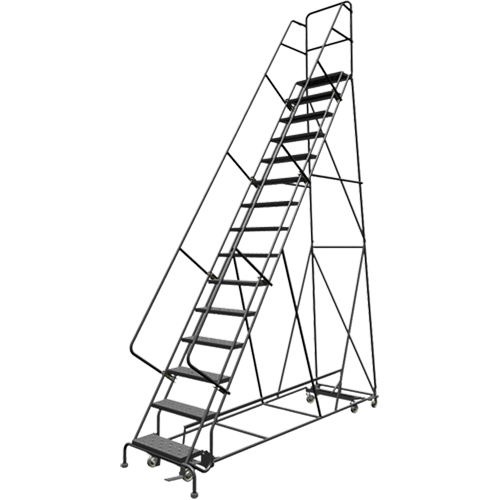 All Directional Rolling Ladder, 15 Steps, 24" Step Width, 150" Platform Height, Steel Dufferin Supply