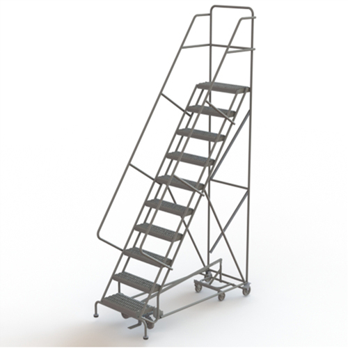 All Directional Rolling Ladder, 10 Steps, 24" Step Width, 100" Platform Height, Steel Dufferin Supply