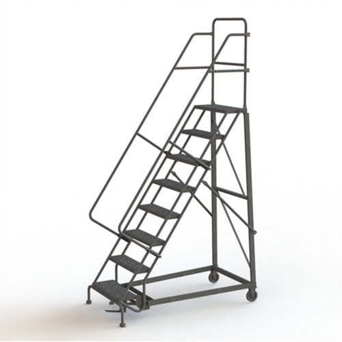 Heavy Duty Rolling Ladder, 8 Steps, 24" Step Width, 80" Platform Height, Steel Dufferin Supply