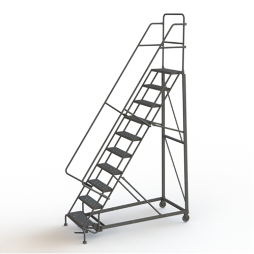 Heavy Duty Rolling Ladder, 10 Steps, 24" Step Width, 100" Platform Height, Steel Dufferin Supply